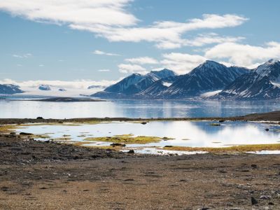 Blomstrandhalvøya, die „Blumenstrandhalbinsel“, liegt gegenüber von Ny-Ålesund. (© Vreni & Stefan Ge