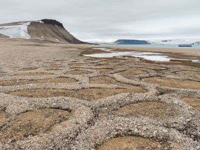 Die Bucht Palanderbukta bietet uns die Möglichkeit, eine erstaunlich karge und wüstenartige Landscha