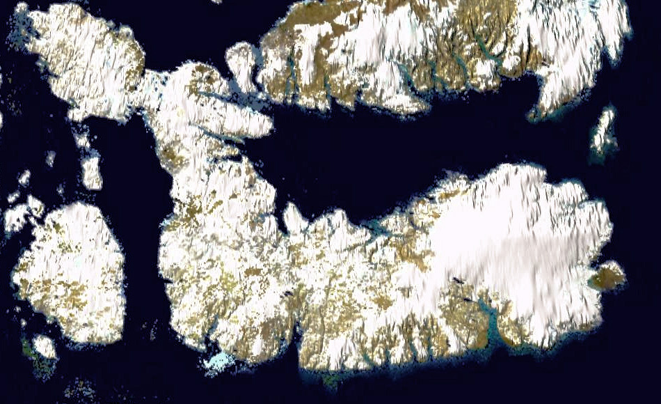 Die Insel Devon liegt am Eingang zur Nordwestpassage im Norden von Nunavut. Die Eiskappe, die rund ein Drittel der Insel bedeckt und bis zu Ã¼ber 800 Meter mÃ¤chtig ist, liegt im Osten der Insel. Bild: NASA